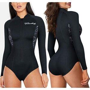 CtriLady Wetsuit One Piece Suit Long Sleeve Floral Design Women's Sz S N…